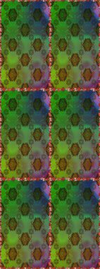 Raster Çiçek İllüstrasyonu güzel tekstil. Yeşil ve kahverengi renkte etnik çiçeklerle kusursuz bir desen..