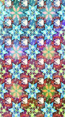 Mavi renkli çiçek desenli çizim. Suluboya tarzında mavi renkte çiçekler.