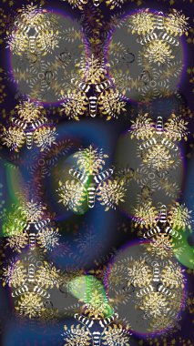 Düz Çiçek Elementleri Tasarımı. Raster Illustrasyon 'daki Çiçek Deseni' nin son moda çizimi. Renkli Yaz Temalı eskiz kalıbı. Gri renkli çiçekler.