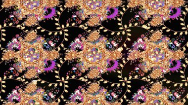 Taslak desenli, modaya uygun kumaş deseni. Renkli Bahar Teması eskiz kalıbı. Şirin çiçek elementleri. Düz Çiçek Elementleri Tasarımı. Raster illüstrasyonu.