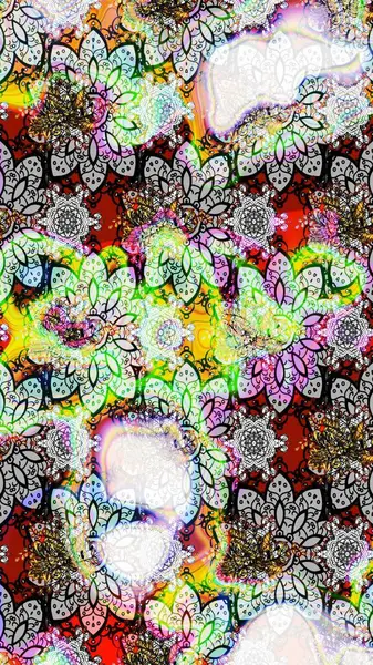 Sevimli çiçek raster deseni. Tarafsız renklerde çiçekler. Sketch Colour Spring Theme eskiz kalıbı. Düz Çiçek Elementleri Tasarımı.