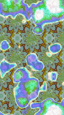 Raster illüstrasyonundaki çiçek desenli çizim. Yeşil renkte çiçekler.