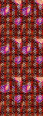 Raster illüstrasyonu. Kahverengi ve kırmızı kıvırcık çiçekler kahverengi ve kırmızı renklerde şekillenir. Klasik çiçek tasarım elementleri.