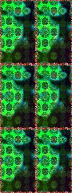 Renkli Bahar Temalı Kusursuz Arkaplan. Raster illüstrasyonu. Yeşil ve gri renkte zarif çiçekli suluboya. Düz Çiçek Elementleri Tasarımı.