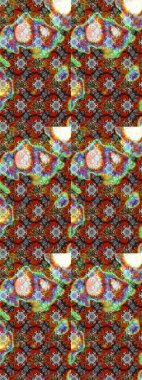 Kumaş desenli papatya çiçeği detayı. Kahverengi ve gri renkte çiçekler.