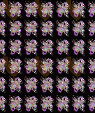 Düz Çiçek Elementleri Tasarımı. Süslü kumaş deseni. Renkli Bahar Teması eskiz kalıbı. Raster illüstrasyonunda çiçek deseni çizimi.