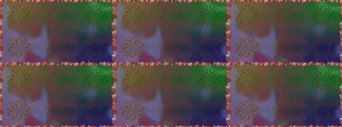 Yeşil ve kahverengi, yeşil ve kahverengi. Çiçekli ipek eşarp. Retro tekstil tasarım koleksiyonu. El çizimi çiçek unsurları olan soyut, dikişsiz raster deseni. 1950 'ler-1960' lar motifleri.