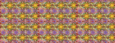 Soyut etnik raster kusursuz desen. Arkaplan dokusu, duvar kağıdı, kahverengi renkli çiçek teması. Kabile sanatı boho baskısı, klasik çiçek arkaplanı.