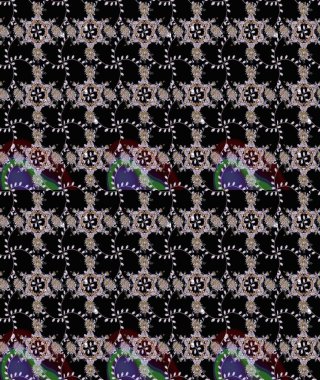 Siyah renklere karalamalar çizilmiş çiçek deseni. Raster illüstrasyonu.