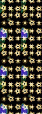 Kar tanelerinin soyut arkaplanlı Noel şablonu. Siyah, sarı ve kahverengi kar taneleri. Noel ve yeni yıl moda baskıları için tatil tasarımı. Raster illüstrasyonu.