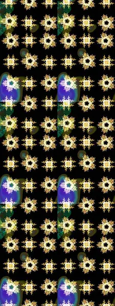 Kar tanelerinin soyut arkaplanlı Noel şablonu. Siyah, sarı ve kahverengi kar taneleri. Noel ve yeni yıl moda baskıları için tatil tasarımı. Raster illüstrasyonu.