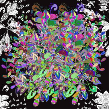 Çiçekli karalama şeklinde vektör deseni. Nazikçe, güzel çiçek arkaplanı. Hoş renklerde çiçekler.