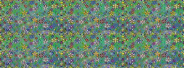 Çiçek. Raster illüstrasyonu. Kusursuz dekoratif arka plan, çiçek mandala. Yeşil ve mavi renklerde.