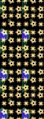 Kar tanelerinin soyut arkaplanlı Noel şablonu. Siyah, sarı ve kahverengi kar taneleri. Noel ve yeni yıl moda baskıları için tatil tasarımı. Raster illüstrasyonu.