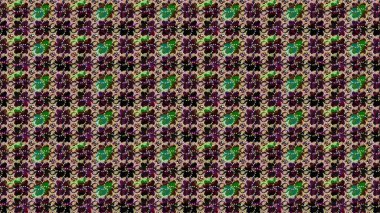 Raster illüstrasyonu. Kahverengi renklerde bahar çiçekleri. Yaprak ve çiçeklerin suluboya resmi, kahverengi renklerdeki çizim deseni.