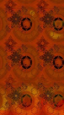 Raster illüstrasyonu. Kahverengi ve turuncu renkli çiçekler. Çiçek süslemeli çizim deseni.