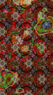 Çiçekler kahverengi, kırmızı ve gri renklerde. Renkli Bahar Teması eskiz kalıbı. Çiçekli çizim şekli. Düz Çiçek Elementleri Tasarımı.