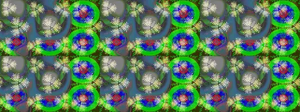 Raster düz çiçek çizim deseni. Hediye ambalaj kağıdı, tebrik kartları, posterler ve pankart tasarımı. Yeşil renkte çiçekler.