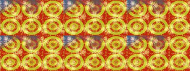 Yaz çiçekleri teması. Sarı ve kırmızı renkler. Suluboya resim taklit Raster çizimi. El çizimi, soyut ve süslü elementler. Klasik çiçekler..