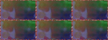 Yeşil ve kahverengi, yeşil ve kahverengi. Çiçekli ipek eşarp. Retro tekstil tasarım koleksiyonu. El çizimi çiçek unsurları olan soyut, dikişsiz raster deseni. 1950 'ler-1960' lar motifleri.