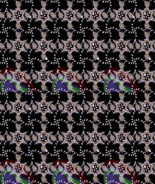 Siyah renklere karalamalar çizilmiş çiçek deseni. Raster illüstrasyonu.