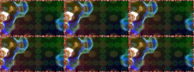 Renkli Bahar Temalı Kusursuz Arkaplan. Düz Çiçek Elementleri Tasarımı. Raster illüstrasyonu. Gri ve kahverengi renkte zarif çiçekli suluboya.