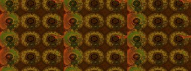 Düz Çiçek Elementleri Tasarımı. Renkli Bahar Teması eskiz kalıbı. Raster Modaya uygun kumaş deseni. Kahverengi renkli şirin çiçek deseni.