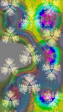 Küçük çiçekteki sevimli çiçek deseni. Yeşil renkli çiçekler. Raster illüstrasyonu.