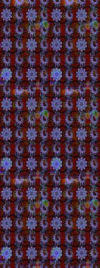 Eskiz geçmişi. Renkli desenli eskiz deseni, kırmızı ve kahverengi çiçekler ve dekoratif elementler. Kumaş, tekstil, duvar kağıdı baskısı için. Raster illüstrasyonu. Antika retro tarzı.