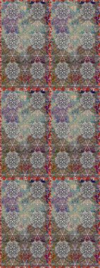 Kusursuz desen. Gri ve kahverengi renklerde. Raster illüstrasyonu. Renkli süs kenarı. Hint süsü. Çiçek duvar kağıdı.