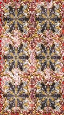 Oriental raster klasik kahverengi ve altın desenli. Raster illüstrasyonu. Kusursuz soyut arkaplan.