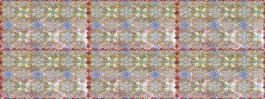 Gri renkli çiçekler. Düz Çiçek Elementleri Tasarımı. Raster illüstrasyonunda kusursuz çiçek deseni. Renkli Bahar Teması Kusursuz Arkaplan.