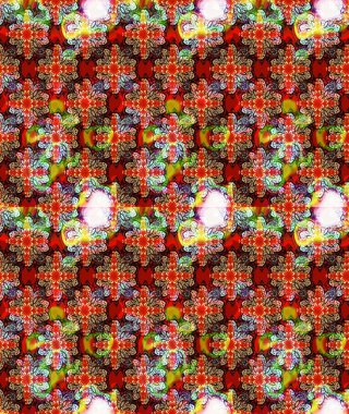 Raster illüstrasyonu. Şirin çiçekli eskiz deseni ve kırmızı renklerde yapraklar, suluboya çiçek deseni, duvar kağıdı, kart veya kumaş için fayanslı.