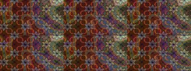 Çiçek buketleriyle klasik bir eskiz şekli. Kahverengi renklerde. Raster illüstrasyonu.