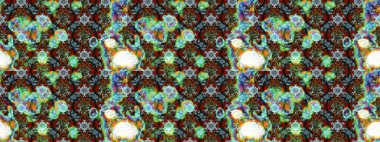 Raster illüstrasyonundaki çiçek desenli çizim. Düz Çiçek Elementleri Tasarımı. Yeşil renkli çiçekler. Renkli Yaz Teması çizim şablonu.