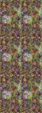 Raster suluboya çiçek deseni, narin çiçekler, yeşil ve kahverengi çiçekler, tebrik kartı şablonu. Güzel kumaş deseni.