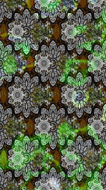 Nakış desenli çiçek deseni. Parmak izi, kumaş, duvar kâğıdı, tekstil için raster dokusu. Renkli grunge soyut arkaplanı Cologray çiçekleriyle zenginleştirir.