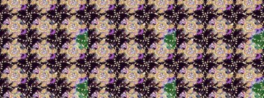 El çizimi. Raster illüstrasyonu. Çiçekli, yapraklı, çiçek desenli çizim..