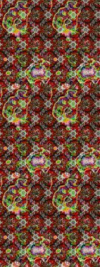 Raster Floral Illustration, Asyalı tekstil. Etnik çiçeklerle renklendirilmiş zarif eskiz deseni.