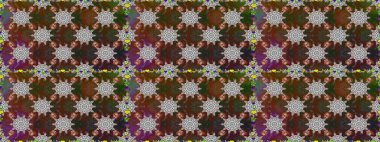 Raster illüstrasyonu. Kahverengi ve gri renklere karalamalar çizen kusursuz çiçek deseni.