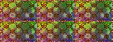 Raster deseni. Yumuşak, yeşil ve kahverengi renklerde bahar çiçekleri. Raster illüstrasyonu. Patlayan çiçekler soyut yerleştirilmiş.