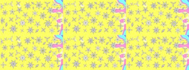 Güzel kumaş deseni. Karalama çiçeği. Raster illüstrasyonu. Düz Çiçek Elementleri Tasarımı. Zentangle soyut çiçekleri. Renkli Bahar Teması çizim şablonu.