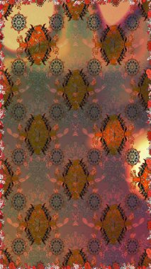 Raster illüstrasyonu. Düz Çiçek Elementleri Tasarımı. Zentangle soyut çiçekleri. Renkli Bahar Temalı Kusursuz Arkaplan. Güzel kumaş deseni. Çiçek tozu..