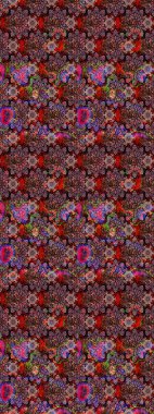 Raster illüstrasyonu. Kahverengi renklerde. Çiçek buketleriyle klasik tarzda eskiz deseni.