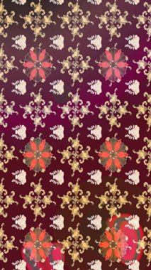 1950-1960 motifleri. Retro tekstil tasarım koleksiyonu. Çiçekli ipek eşarp. Kahverengi üzerine kahverengi. El çizimi çiçek elementleri ile soyut çizim raster deseni.