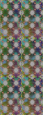 Raster illüstrasyonu. Çiçek buketleriyle klasik tarzda kusursuz desenler. Yeşil renklerde.