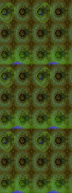 Raster illüstrasyonu. Renkli desenli eskiz deseni, yeşil ve gri çiçekler ve dekoratif elementler. Kumaş, tekstil, duvar kağıdı baskısı için. Eskiz geçmişi. Antika retro tarzı.