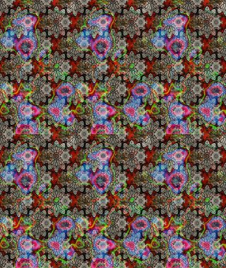 Gri renkli çiçekler. Raster illüstrasyonunda çiçek deseni çizimi.