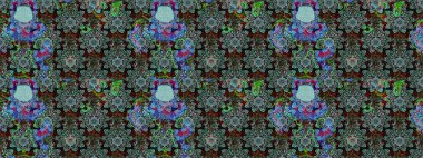 Çiçek desenli raster, yeşil çizgi grafik desenli soyut raster arkaplan. Modern stil dokusu.