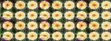 Raster illüstrasyonu. Yeşil renklerde. Çiçek buketleriyle klasik tarzda eskiz deseni.